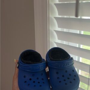 Blue fur CROCS